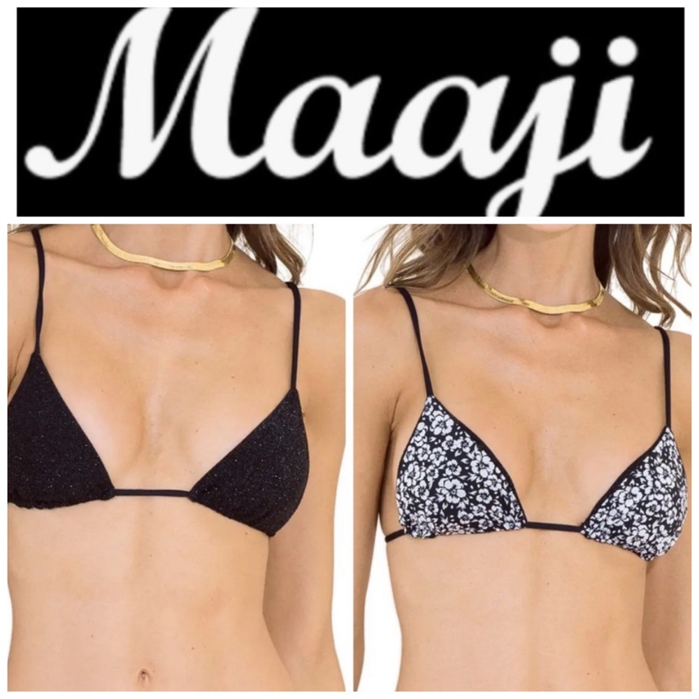NEW Maaji Black Panther Bambi Reversible Triangle Bikini Top